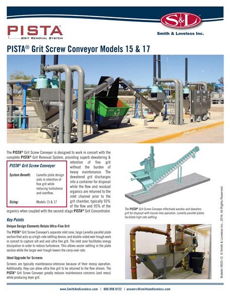 screw conveyor turbo washer|ENGINEERING DATA Section Index PISTA Grit Removal .